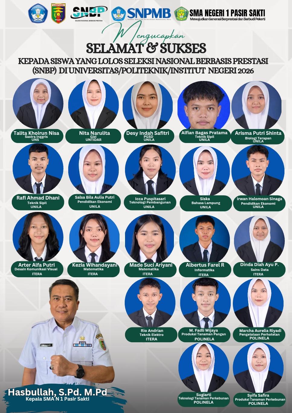 20 siswa SMA N 1 Pasir Sakti Lolos SNBP-SNPMB tahun 2026
